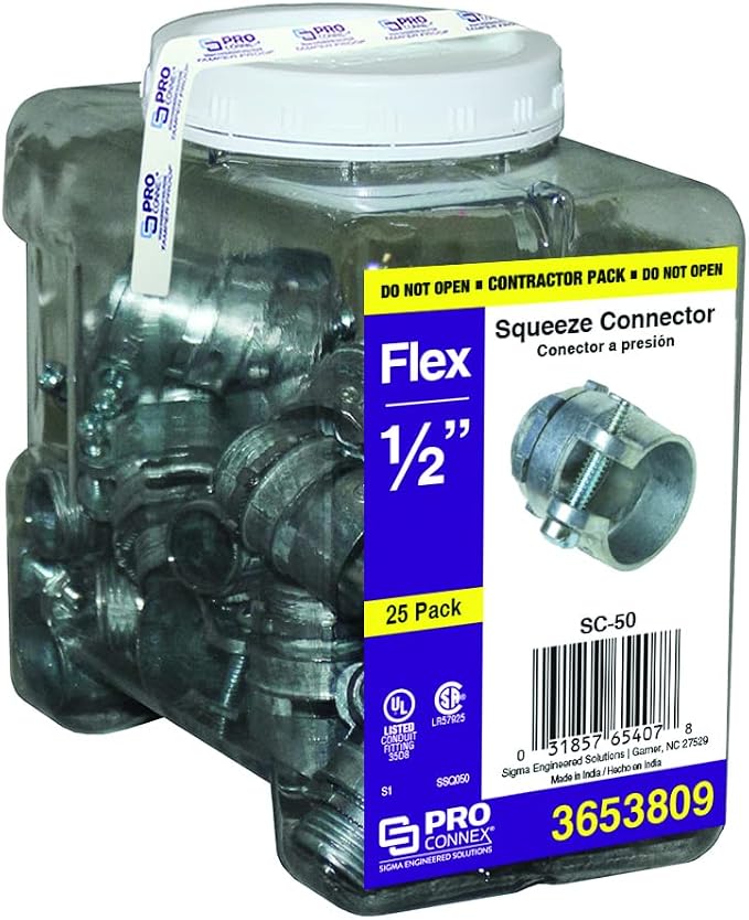 SIGMA ENGINEERED SOLUTIONS ProConnex 1/2" Flex Squeeze Connector Conduit Fitting - Image 4