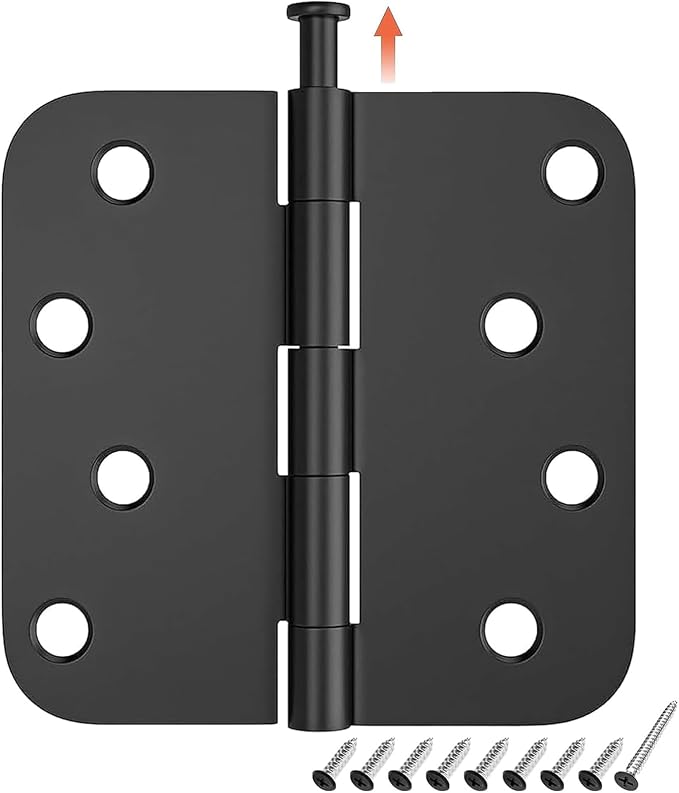 HOSOM 18 Pack Rounded Door Hinges 4 Inch 5/8'' Radius Corner, Matte Black - Image 8