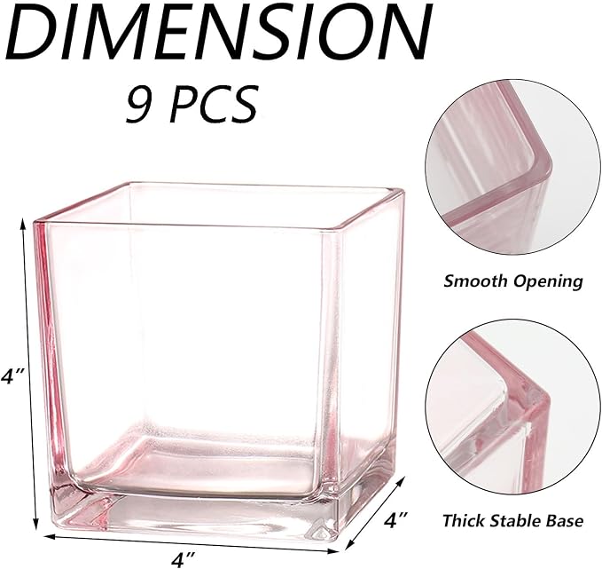 Square Glass Vases Set of 9, Small Vase - Image 7