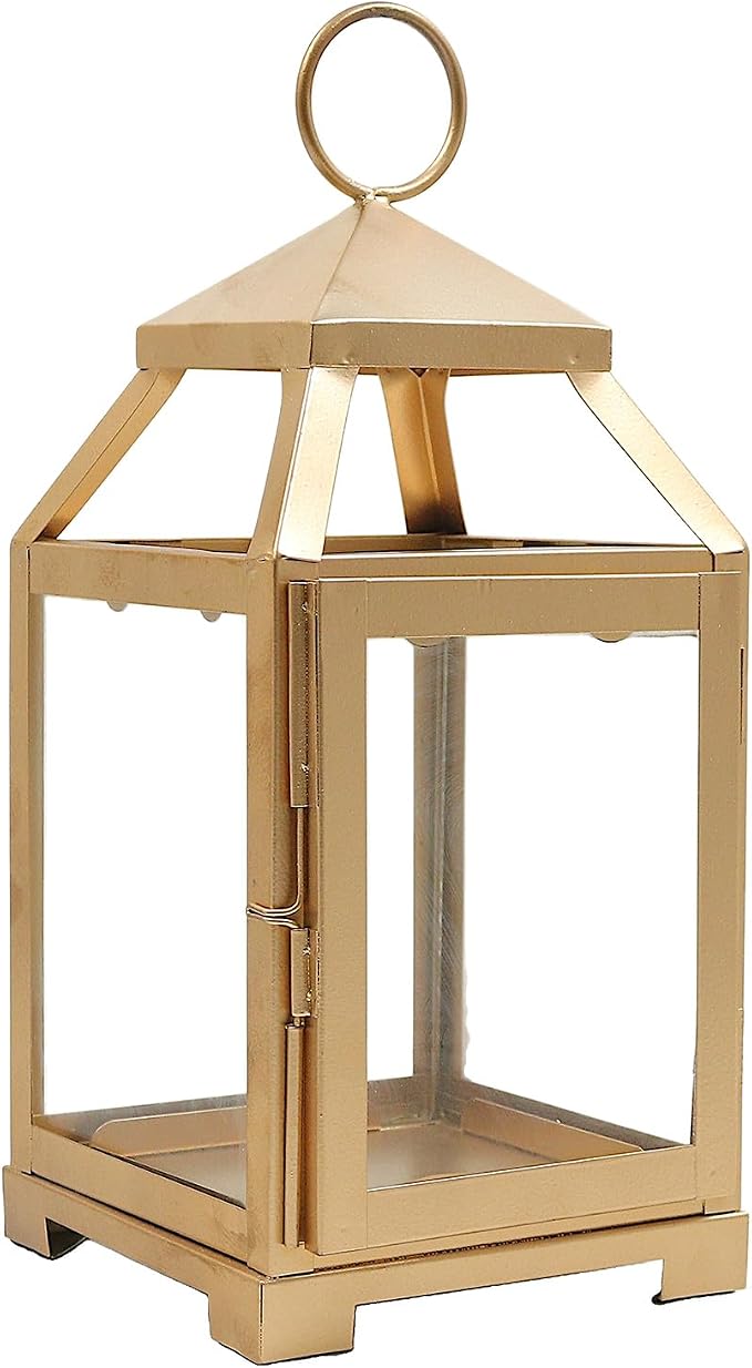 Hosley 12 Inch High Clear Glass and Iron Classic Style Lantern Ideal Gift by HOSLEY