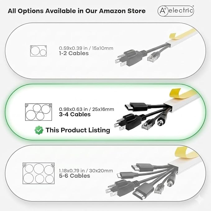 Cord Cover Full Kit, 26ft/315in Self-Adhesive Cable Raceway, 20 Snap-On Channels - Image 7