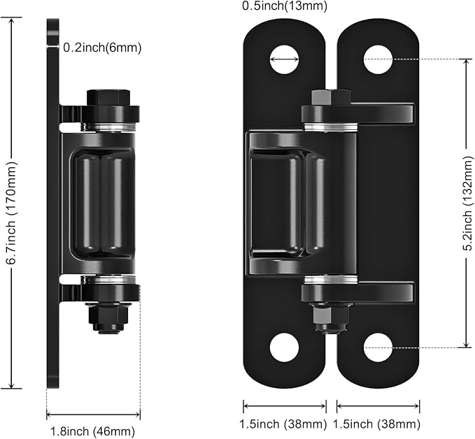 Insaga 6.7'' Heavy Duty Gate Hinges 1100LB Capacity, 6mm Steel Hinges - Image 6