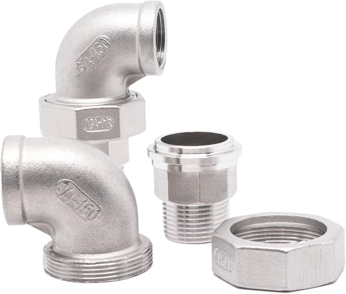 2 Pcs 304 Stainless Steel 90 Degree Elbow Union, 3/4" NPT Threaded Female x - Image 5