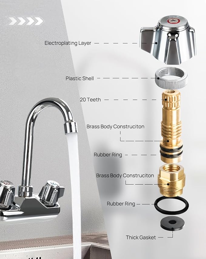 4" Brass Faucet Handle Cartridge Replacement Stem Assembly Faucet Valves Hot - Image 3