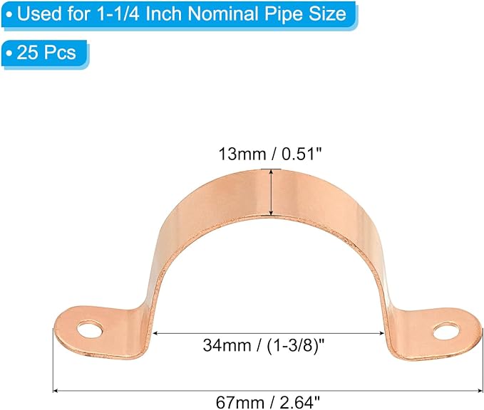 PATIKIL 1-1/4" Copper Pipe Strap Fittings - Image 2