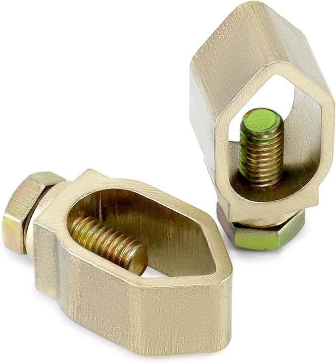 QWORK Direct Burial Ground Rod Clamp, 10 Pack 5/8" Diameter Copper Mechanical - Image 2