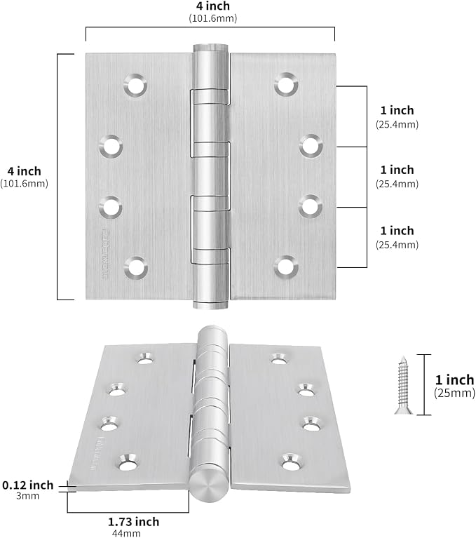 goldenwarm 3 Pack 4 x 4 Inch Ball Bearing Door Hinges Heavy Duty Stainless - Image 3