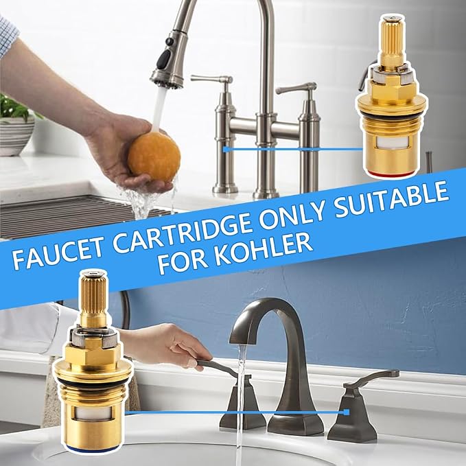 Cartridge for Kohler K-GP77005-RP & K-GP77006-RP Faucet Ceramic Valve, Hot and - Image 4