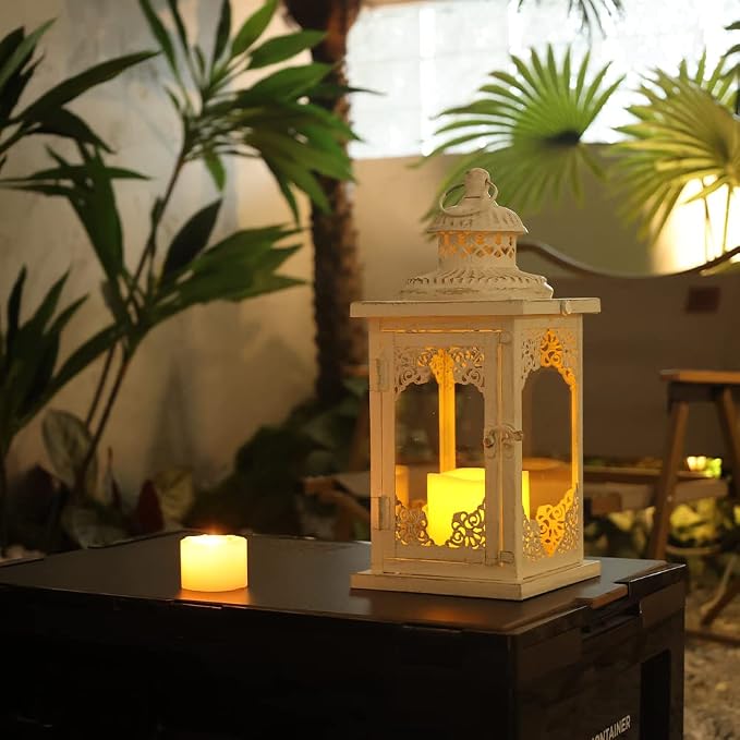 NEEDOMO Large Lanterns Decorative Indoor, Metal Candle Holder Lantern Rustic - Image 3