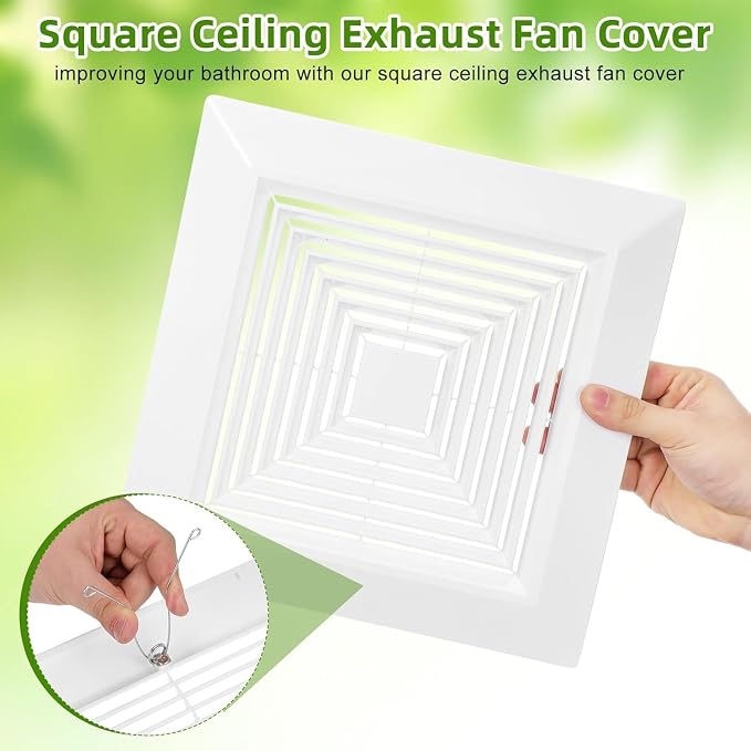 White Square Bathroom Exhaust Fan Cover - Image 6