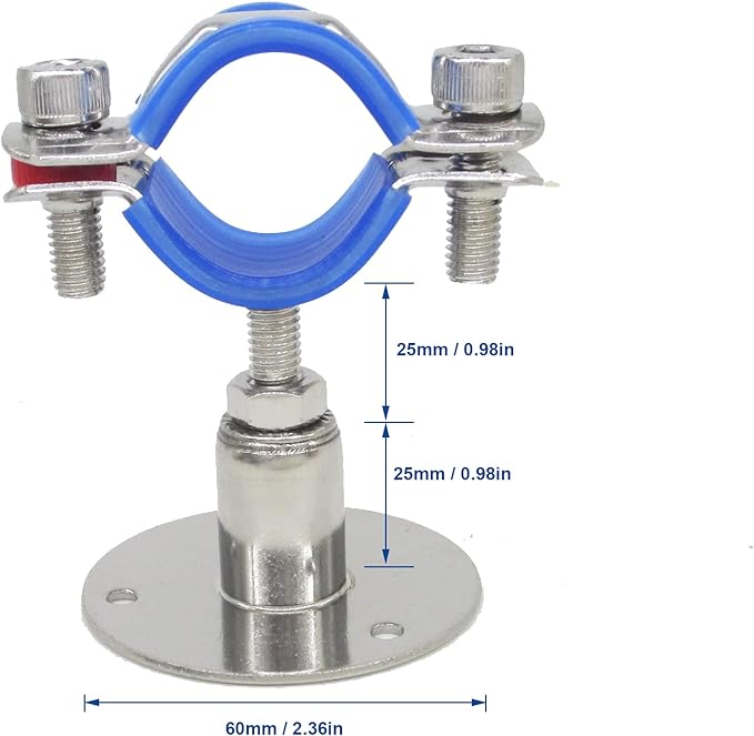 Stainless Steel Adjustable Pipe Clamp Bracket, 1-1/2 Inch - Image 2