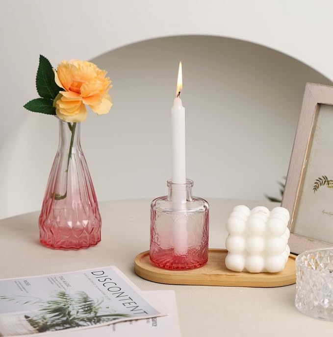 18pcs Pink Glass Bud Vase Set, Small Flower Vases - Image 7