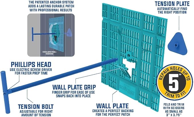 Drywall Repair Kit by SD Home, Fix Large Holes Fast, Wall Plate, 2 Patch Dry - Image 6