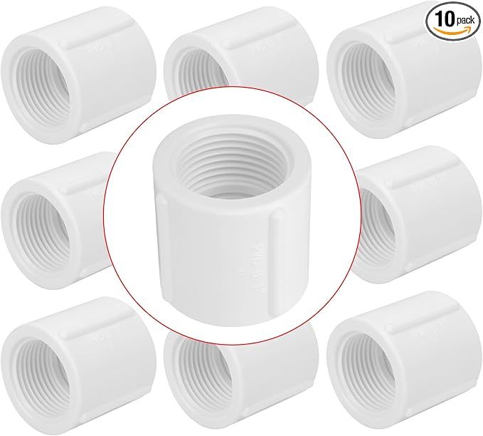 10Pack 1" Double Female Thread PVC Pipe Coupling Adapter Pipe Fitting Connector by Lswteiz