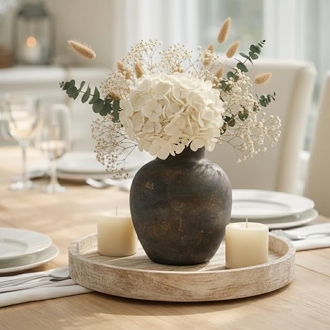 SIDUCAL Ceramic Decorative Flower Vase | 6 Inch Pottery Rustic Farmhouse | Boho - Image 5