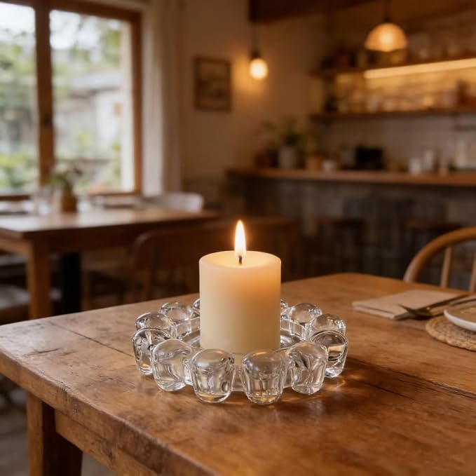 Chic Clear Bubble Glass Candle Dish – Modern Clear Glass Candle Holder - Image 4