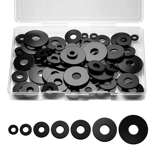 70Pcs Black Rubber Washers Assortment Kit, 7 Sizes Flat Round Washers, by Unknown