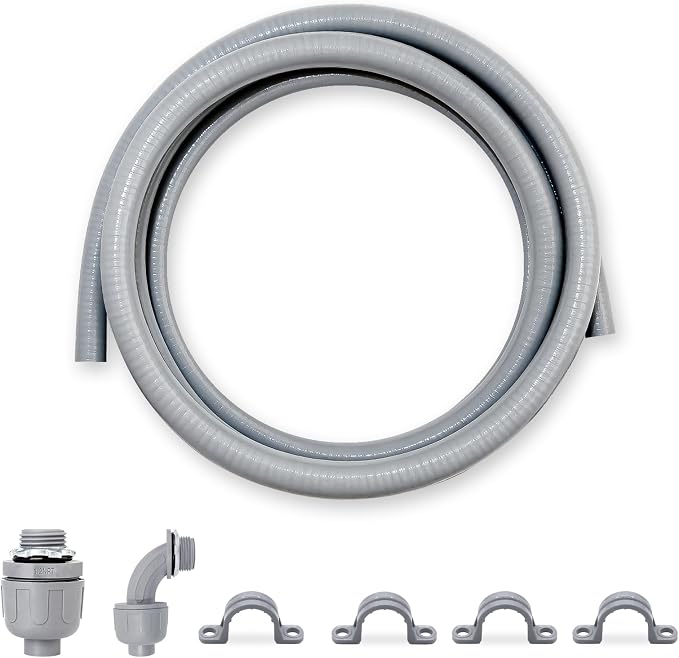 1/2 inch 4 Foot Liquid-Tight Conduit Kit, Flexible Non Metallic Electrical by Wocloer