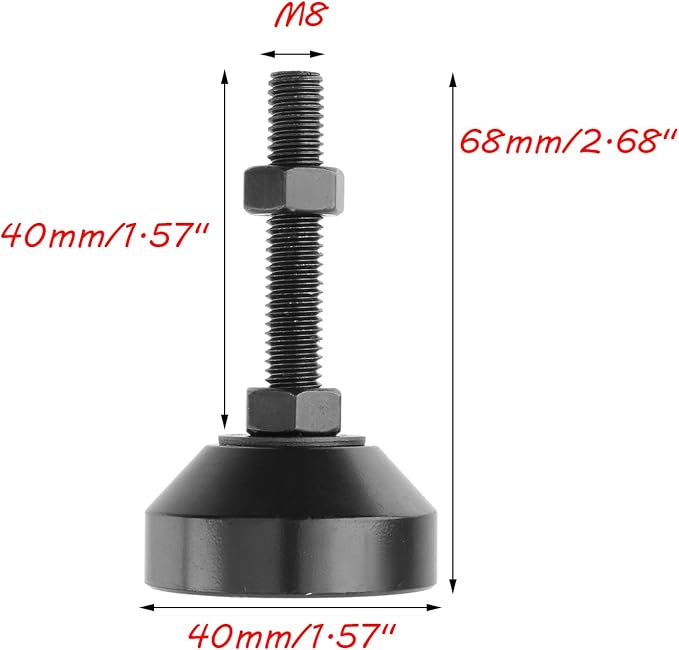 Antrader 4Pcs M8 Thread Adjustable Furniture Leveling Feet, 1.57in Dia Base | - Image 3