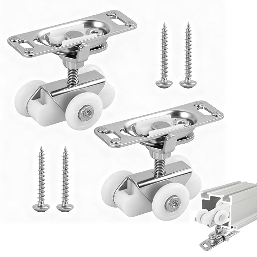 2Pcs Silver 3/4" Sliding Pocket Door Rollers Assembly, Sliding Door Wheels - Image 7