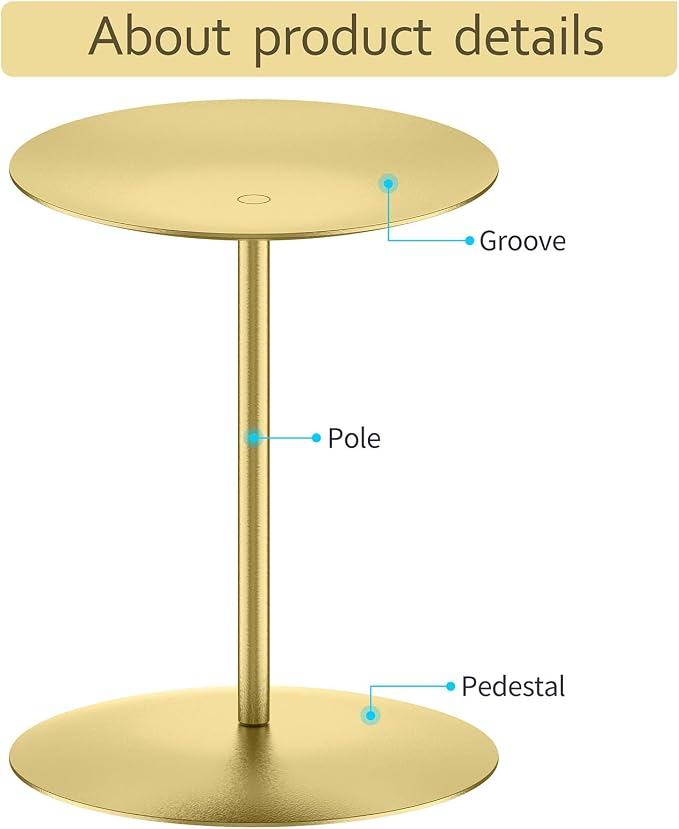 smtyle Gold Pillar Candle Holders, Reversible Set of 3 - Image 5