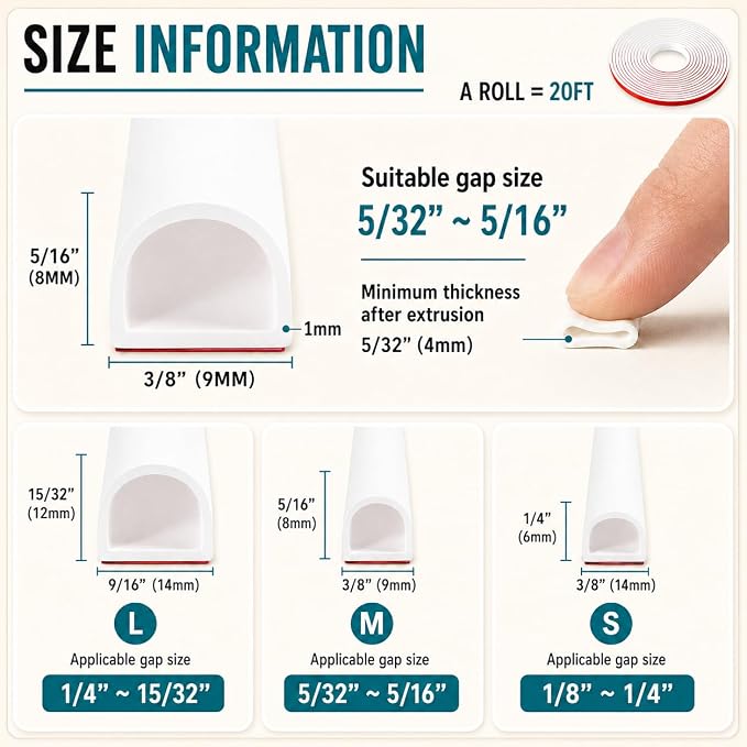 40FT Weather Stripping Door Seal, Self-Adhesive Silicone D-Shaped Seal Strip - Image 5