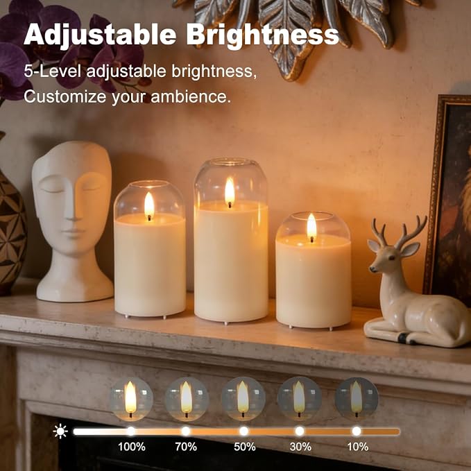 LEDHOLYT Rechargeable Glass Jar Flameless Candles, Realistic Flickering LED - Image 4