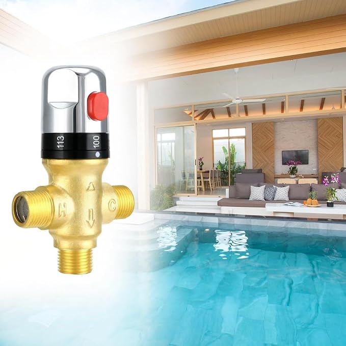 Solid Brass Thermostatic Mixing Valve, 1/2 NPT Pipe Water Valve - Image 7