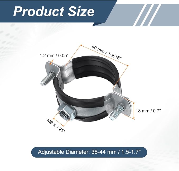HARFINGTON 8 Pcs Split Ring Pipe Hanger 1-9/16" Galvanized Steel Sheet Wall - Image 2