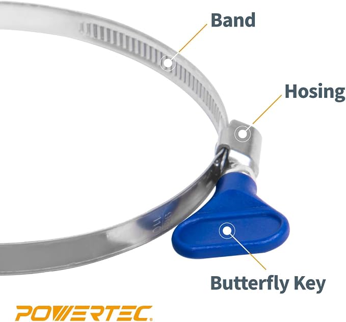 POWERTEC 70127-P3 2-1/2 Inch Key Hose Clamp, Thumb Screw Key Adjustable - Image 2