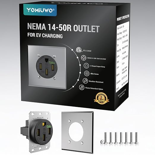 50 Amp EV Charging Receptacle/Nema 14-50 EV Outlet by YOMIUWO