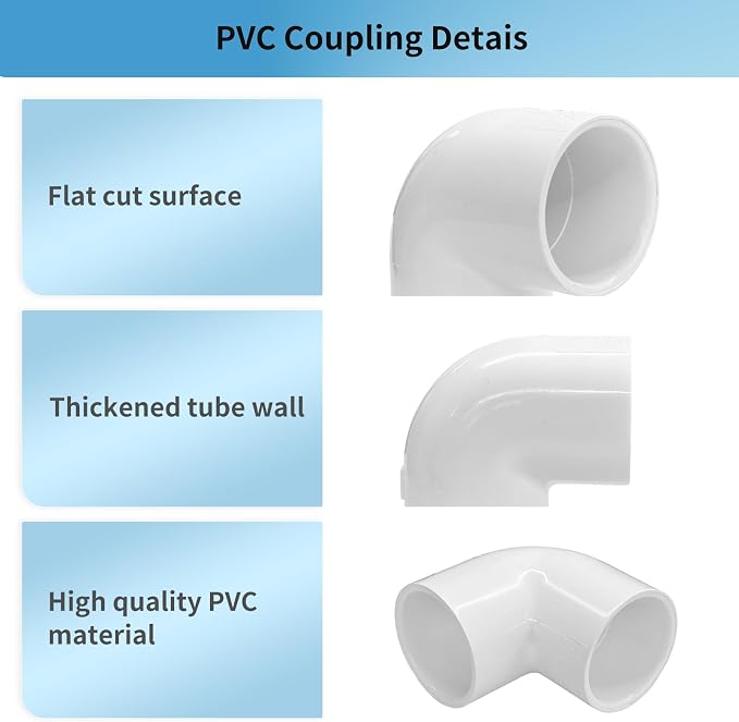 LESSO 6 Pack 1-1/2" 90 Degree PVC Elbow, 2-Way Right Angle Connectors | PVC - Image 4