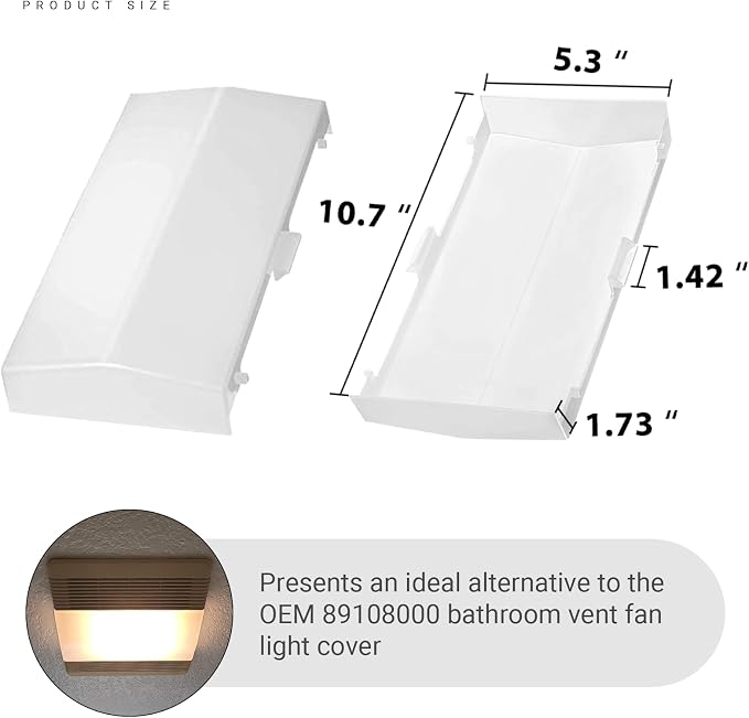 CALPALMY Exact Replacement 89108000 Bathroom Vent Fan Light Lens Cover - Image 2