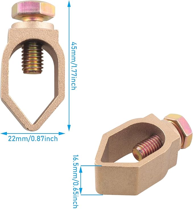 2PCS Metal Ground Rod Clamp 5/8 inch U shaped Copper Lightning Rod Clamp - Image 2