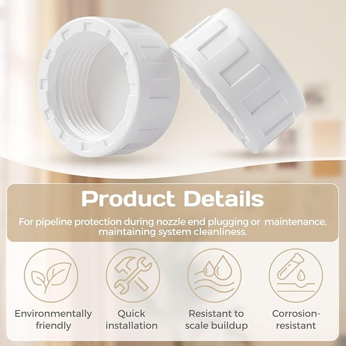 3/4" BSPT PVC Sprinkler Cap 12 Pack, Female Thread Pipe Plug Adapter - Image 4