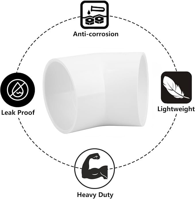 4" 45 Degree PVC Elbow Pipe Fitting Connector Furniture Build Grade SCH40 4 - Image 5
