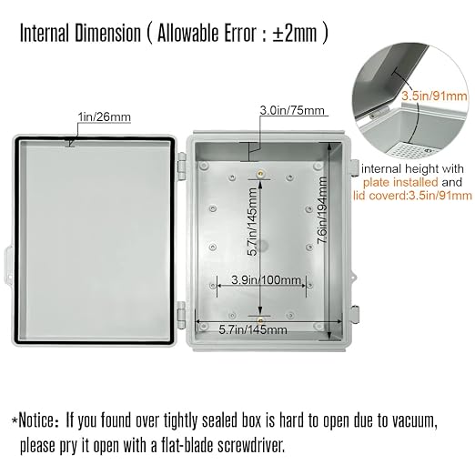 ABS Junction Box Hinged Cover Stainless Steel Latch IP67 Waterproof Plastic - Image 5