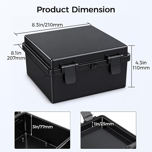 LeMotech Junction Box IP67 Waterproof Electrical Box Outdoor ABS Plastic Hinged - Image 3