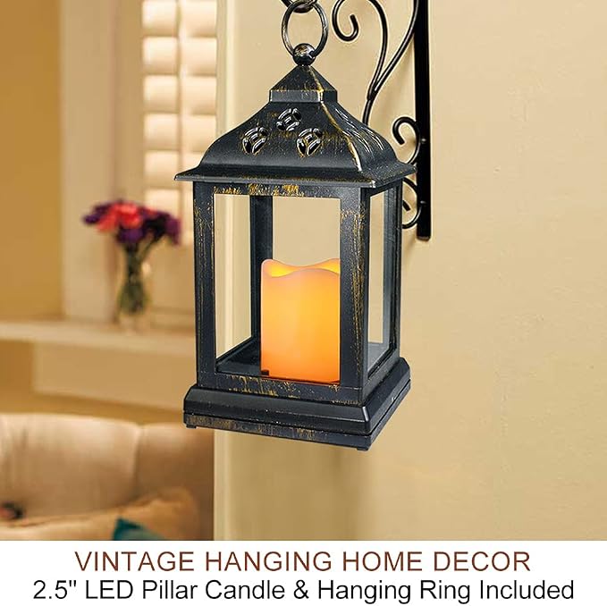 2-Pack 9.5" Distressed Bronzes Indoor Candle Lantern - Image 5