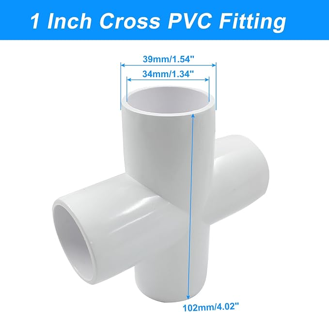 Piutouyar 4 Pcs 1" Cross Elbow PVC Pipe Fitting, 4 Way | Furniture Grade Pipe - Image 2