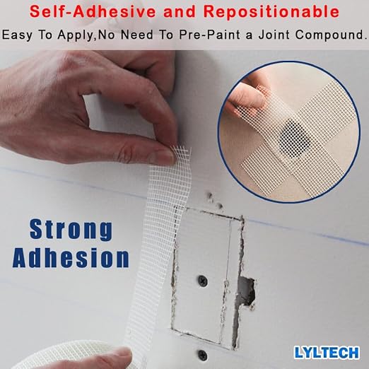 LYLTECH Fiberglass Drywall Mesh Tape 5.7in x 100ft Self-Adhesive Mesh | 13 Mesh - Image 4