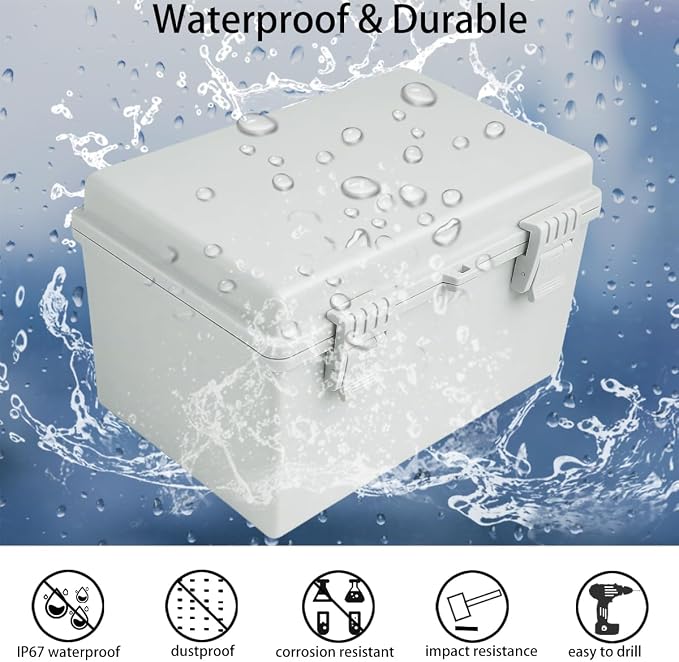 Junction Box, Hinged Cover IP67 Waterproof ABS Project Box - Image 2