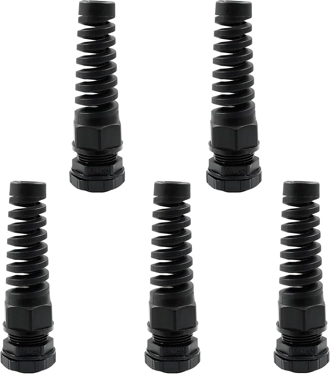 Bonsicoky 5 Pcs NPT 1/2" Cable Glands, 6-12mm | Strain Relief, IP68 Waterproof by Bonsicoky