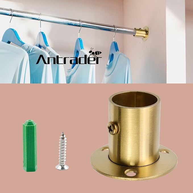 Antrader 4Pcs 1" Stainless Steel Adjustable Closet Rod Flange Holders, Set - Image 2