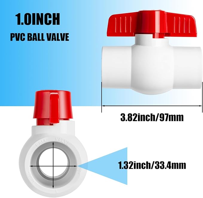 6PCS 1" PVC Ball Valve, Shut-Off Ball Valves Socket - Image 2