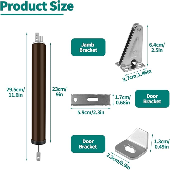 Screen and Storm Door Closer Kit, Heavy Duty Pneumatic Screen and Storm Door - Image 2