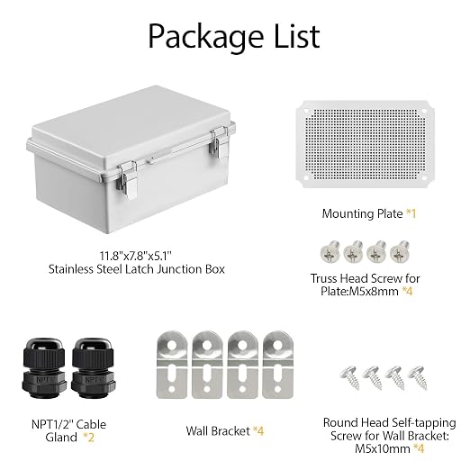 Electrical Box, IP67 Waterproof Hinged Cover Stainless Steel Latch Junction Box - Image 9