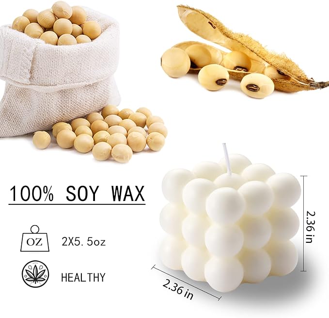 Bubble Candle - Cube Soy Wax Candles, Home Decor Candle, Scented Candle Set 2 - Image 2