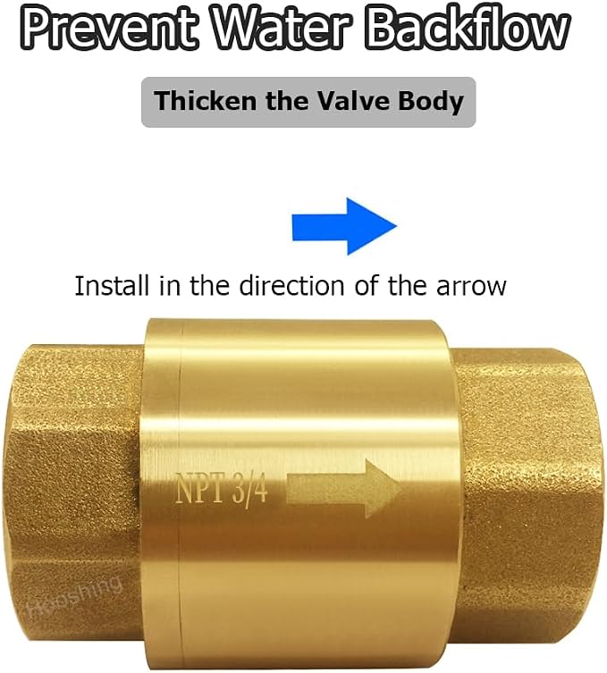 Hooshing 2PCS Spring Check Valve 3/4" NPT Female Thread Backflow Preventer | - Image 3