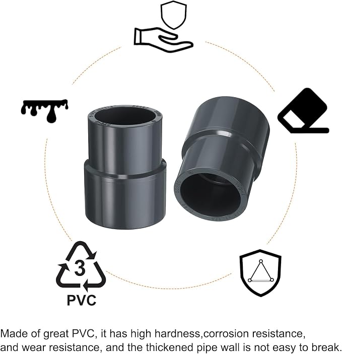 HARFINGTON PVC Reducing Coupling 1-1/2 x 1-1/4" Increaser/Reducer Coupling Pipe - Image 6